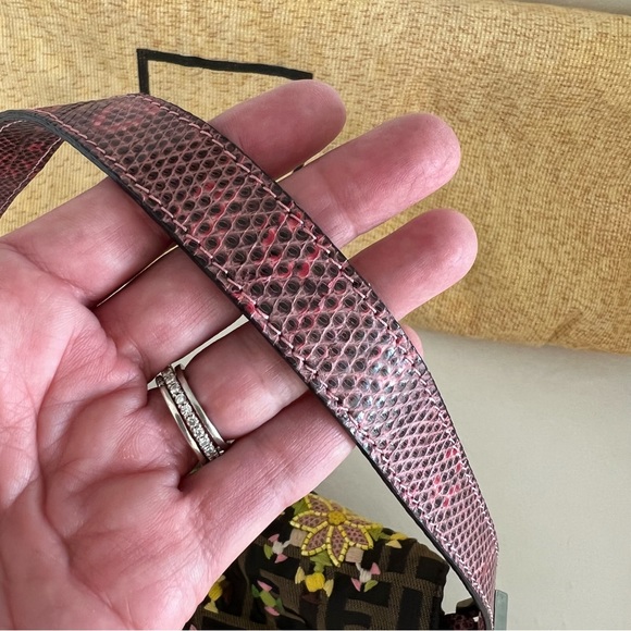 Fendi Zucca Embroidered Flower Snakeskin Purse - Picture 12 of 17